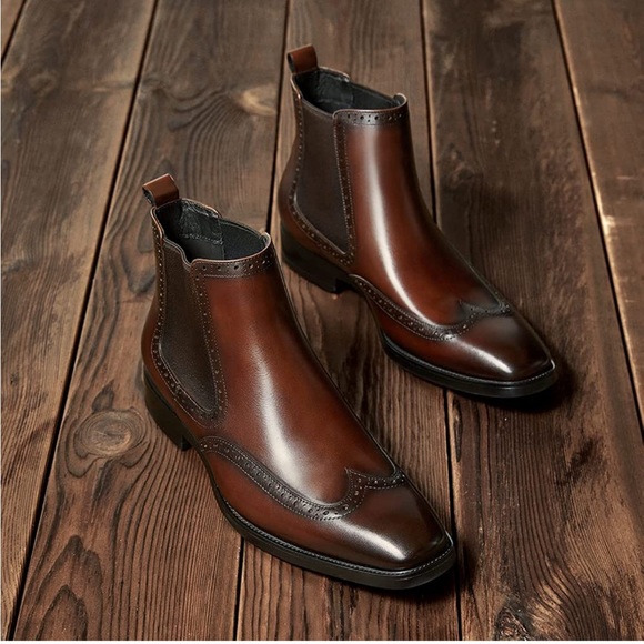 BRAND NEW MENS STYLISH BROWN FALL CHELSEA BOOTS NWT - Picture 3 of 10